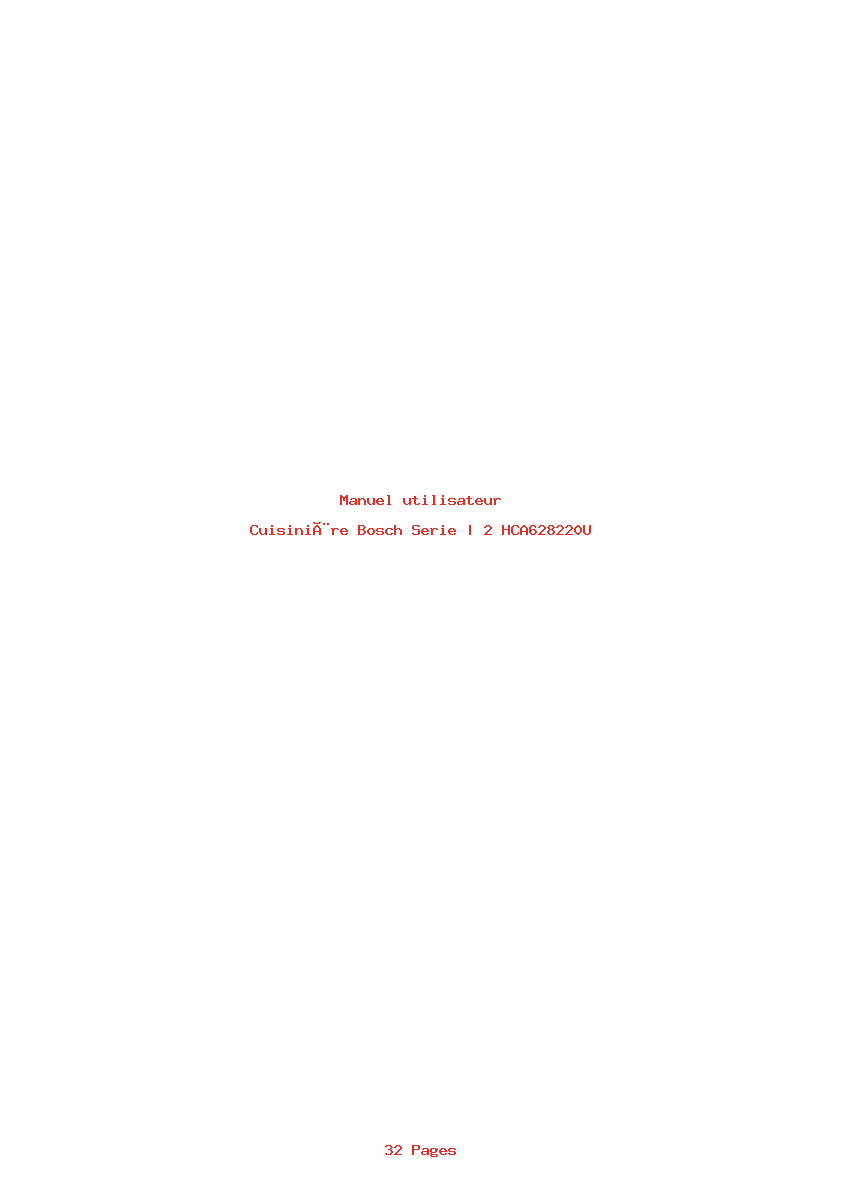 Page 1 de la notice Manuel utilisateur Bosch Serie | 2 HCA628220U