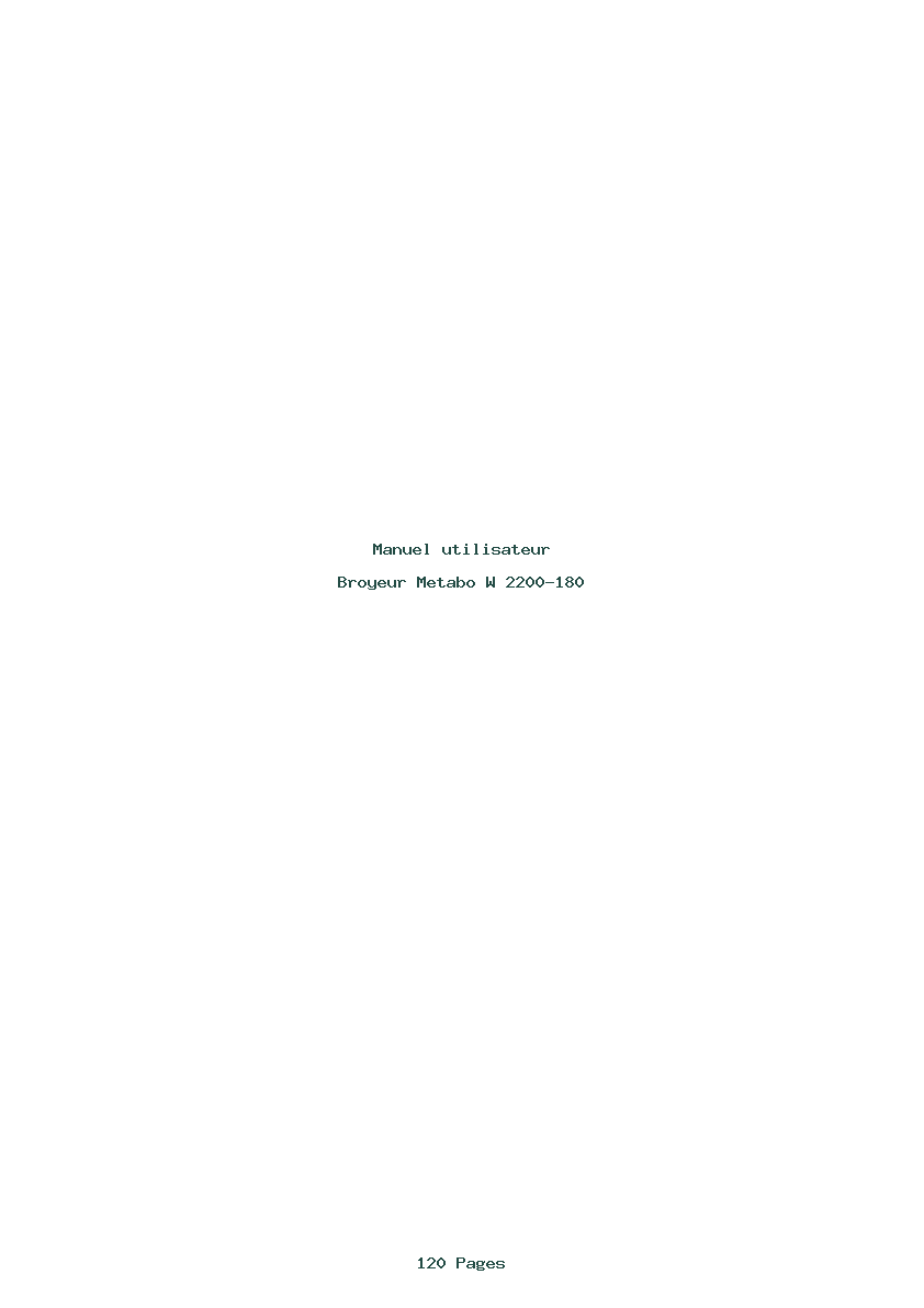 Page 1 de la notice Manuel utilisateur Metabo W 2200-180