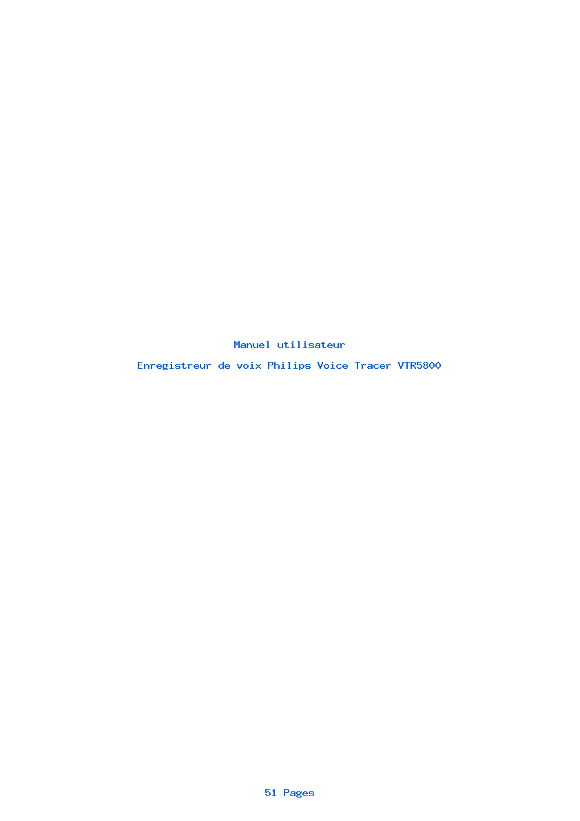Page 1 de la notice Manuel utilisateur Philips Voice Tracer VTR5800
