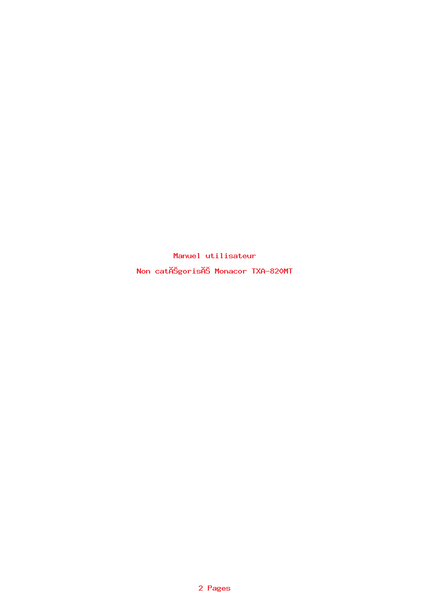 Page 1 de la notice Manuel utilisateur Monacor TXA-820MT