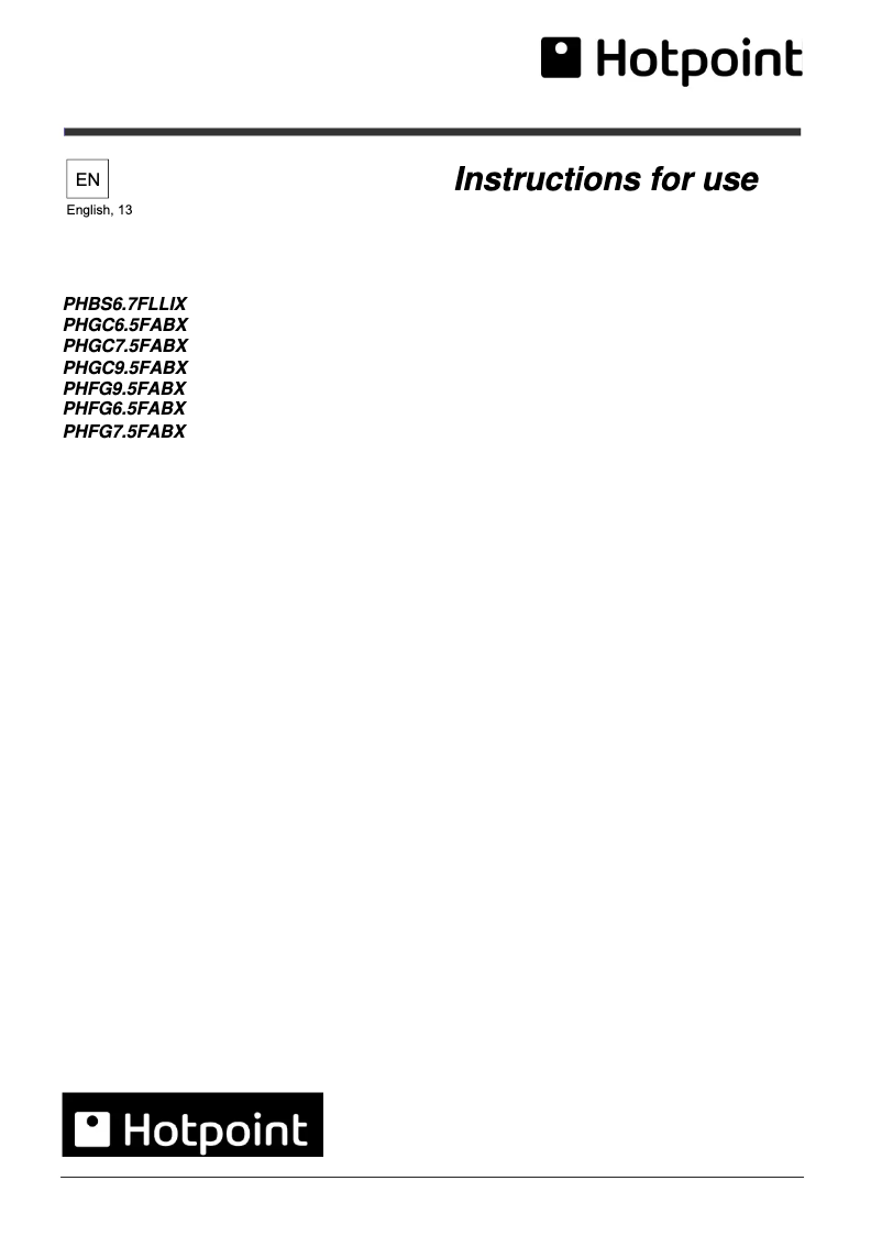 Page 1 de la notice Mode d'emploi Hotpoint PHBS6.7FLLIX