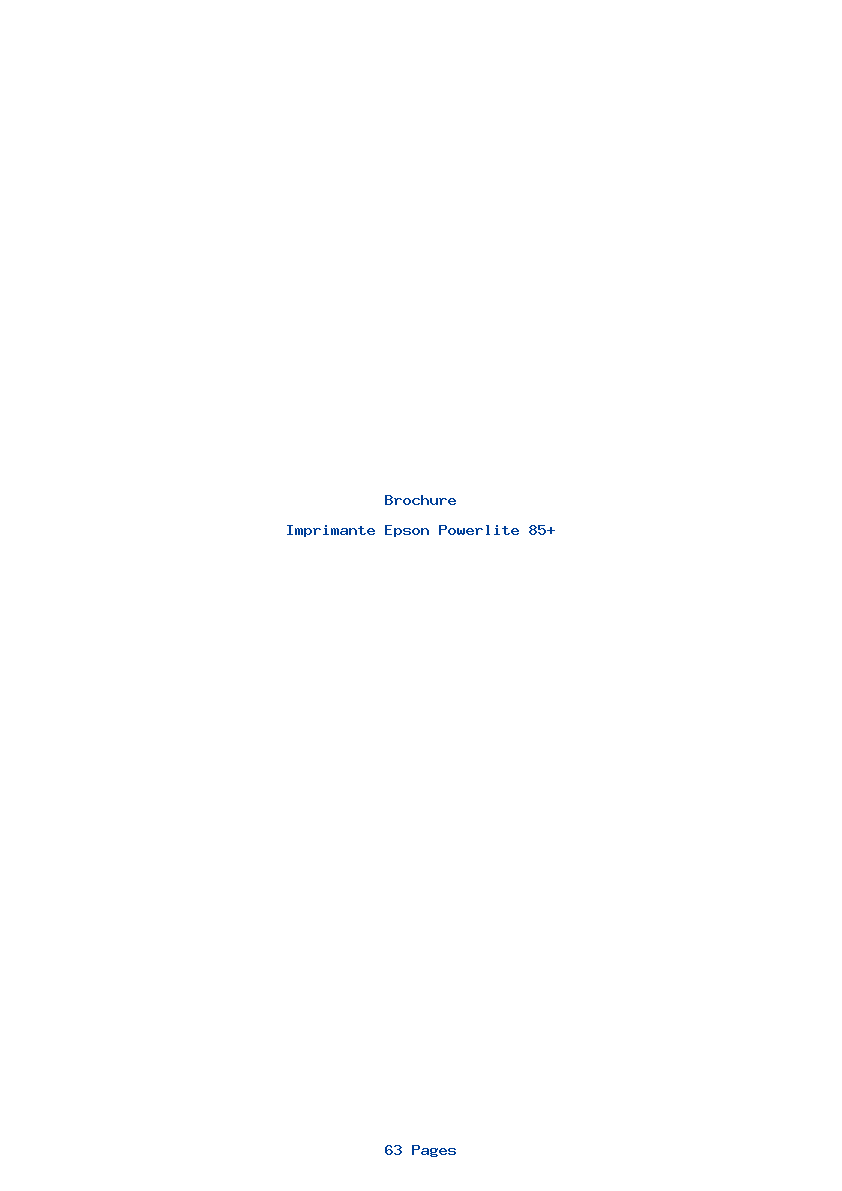 Page 1 de la notice Brochure Epson Powerlite 85+