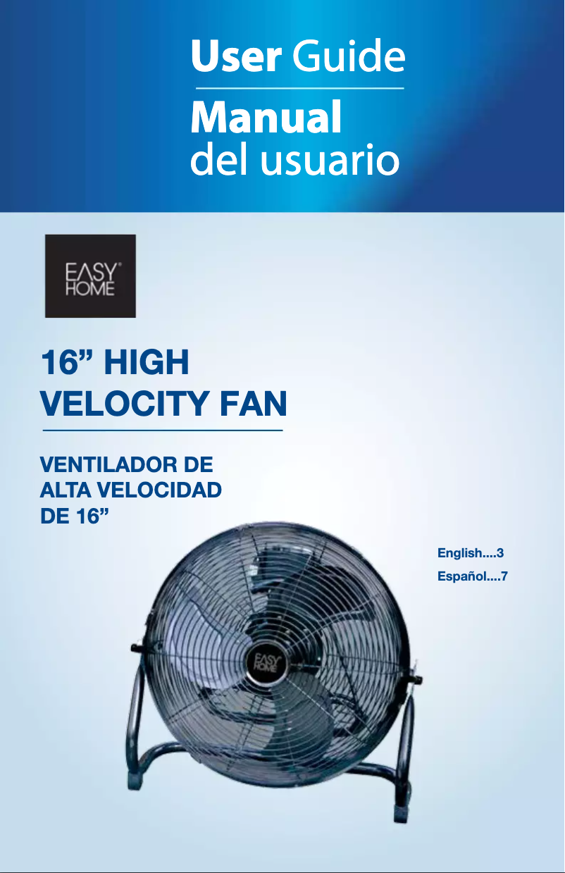 Page 1 de la notice Manuel utilisateur Easy Home 16" High Velocity Fan TX-16F