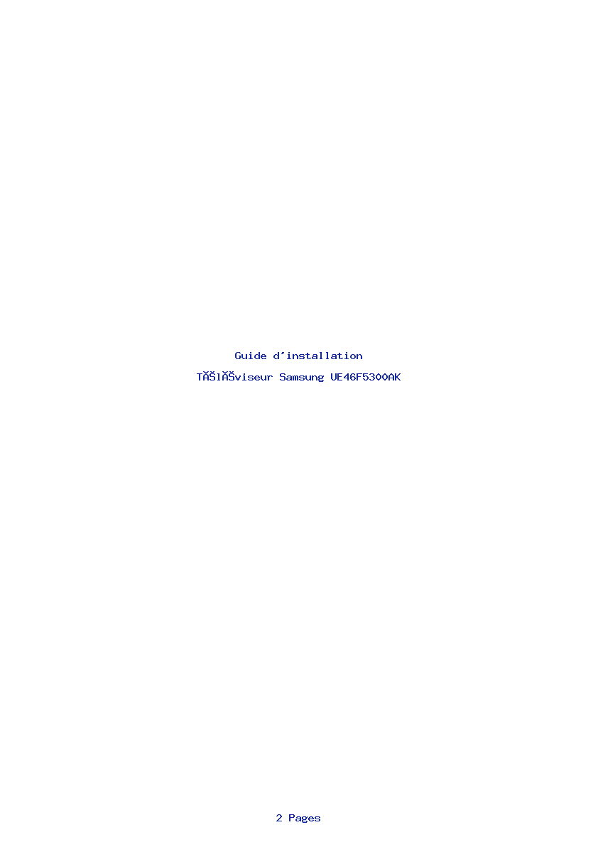 Page 1 de la notice Guide d'installation Samsung UE46F5300AK