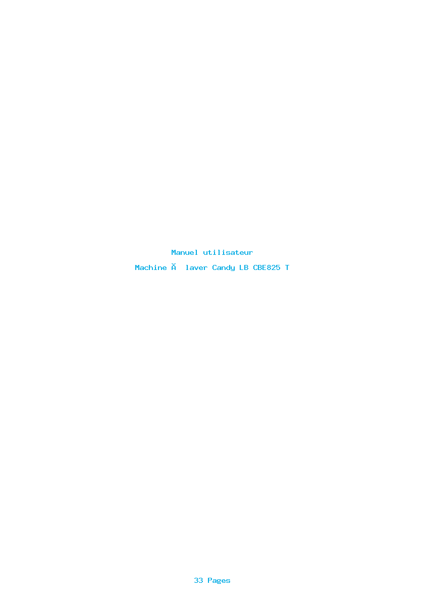 Page 1 de la notice Manuel utilisateur Candy LB CBE825 T