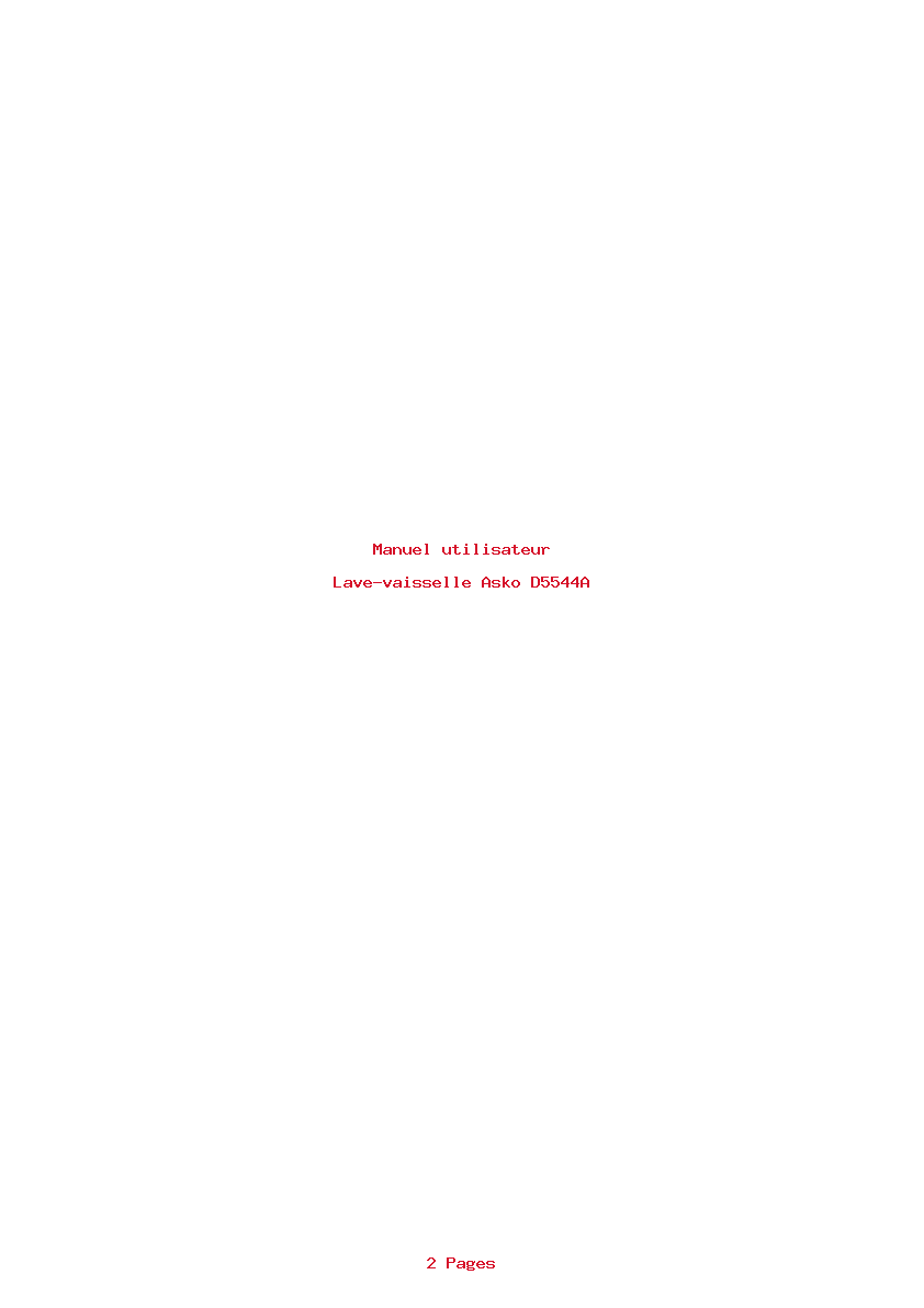 Page 1 de la notice Manuel utilisateur Asko D5544A