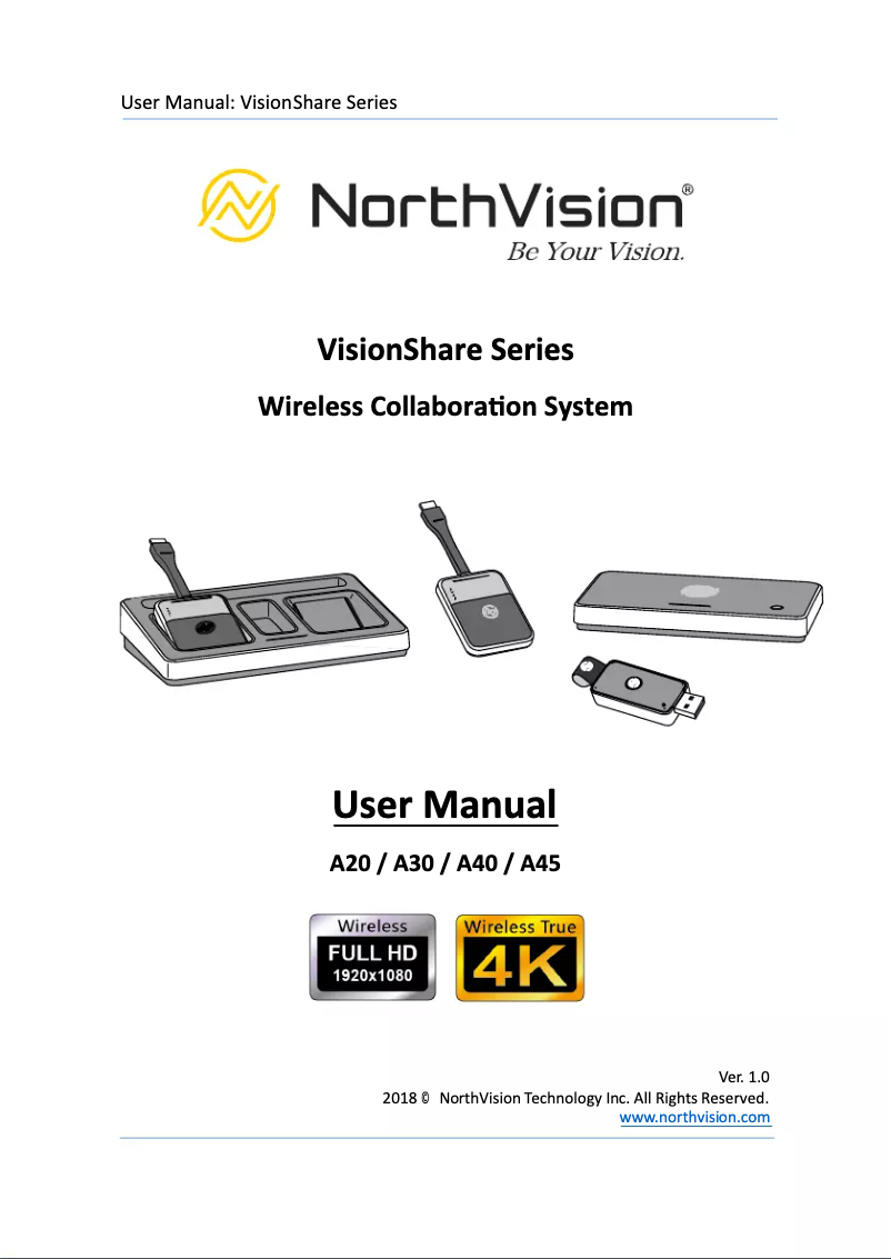 Page 1 of the manual User Manual NorthVision VisionShare A40