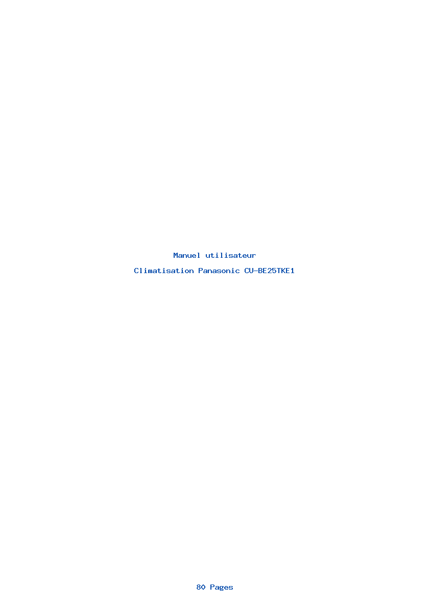 Page 1 de la notice Manuel utilisateur Panasonic CU-BE25TKE1
