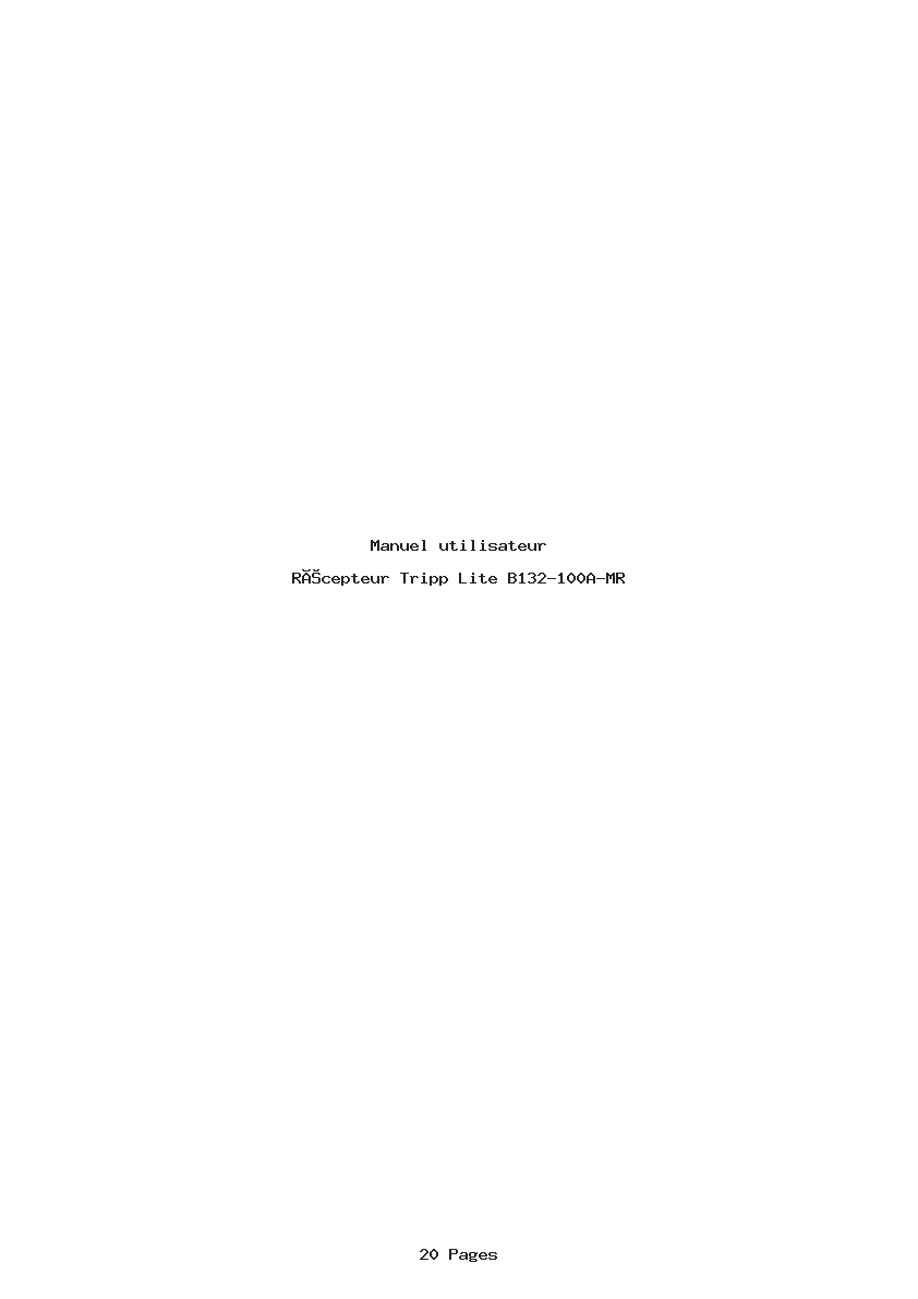 Page 1 de la notice Manuel utilisateur Tripp Lite B132-100A-MR