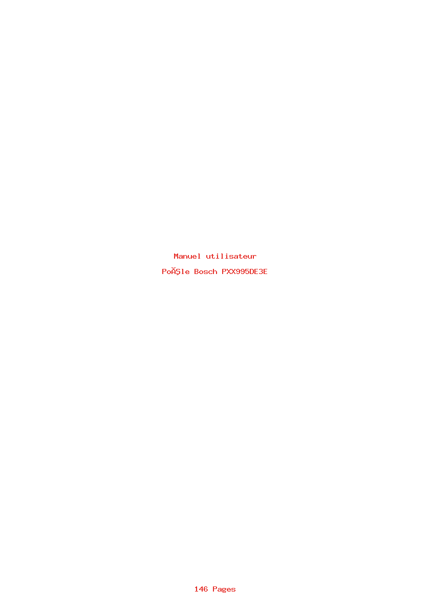 Page 1 de la notice Manuel utilisateur Bosch PXX995DE3E