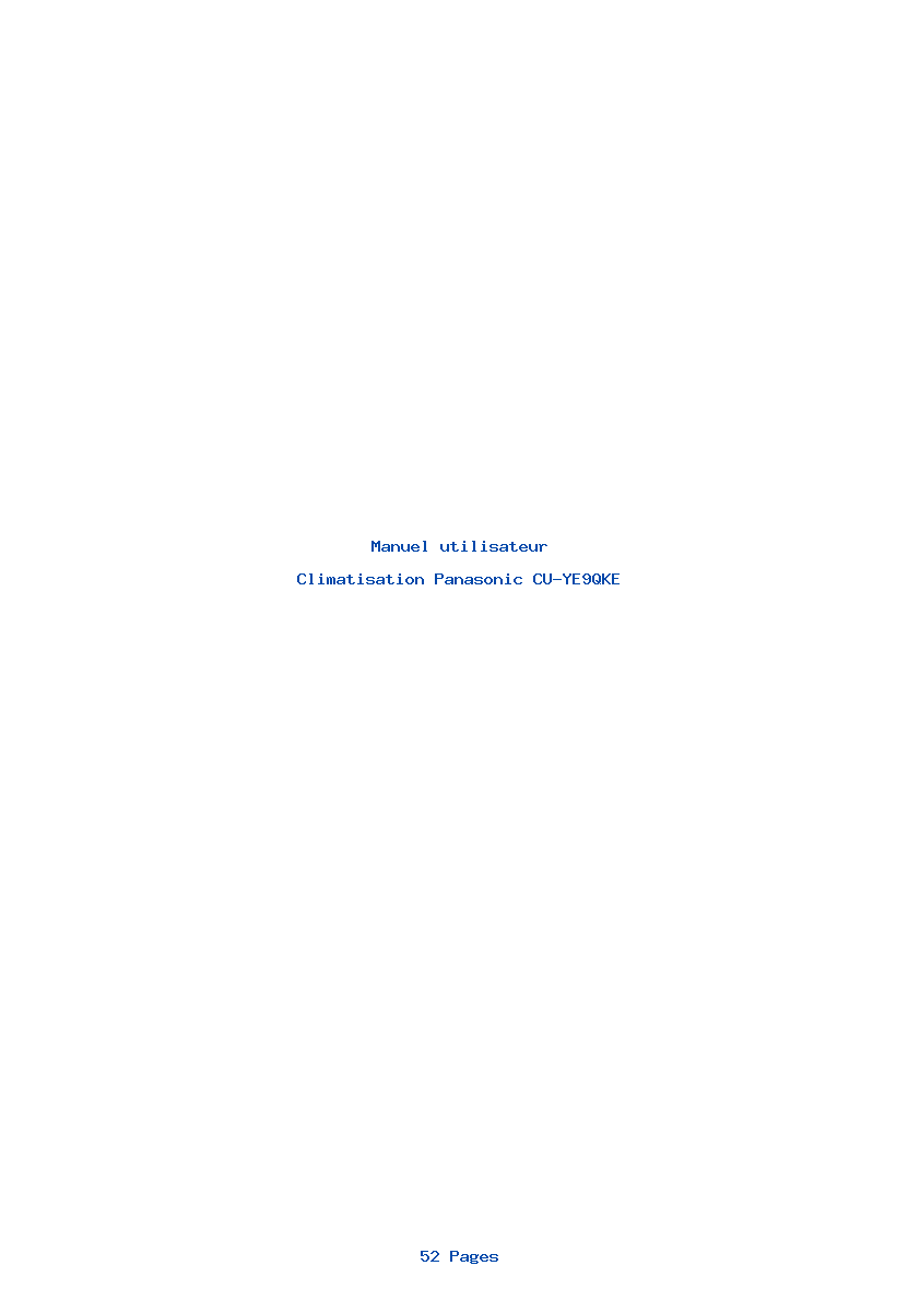 Page 1 de la notice Manuel utilisateur Panasonic CU-YE9QKE