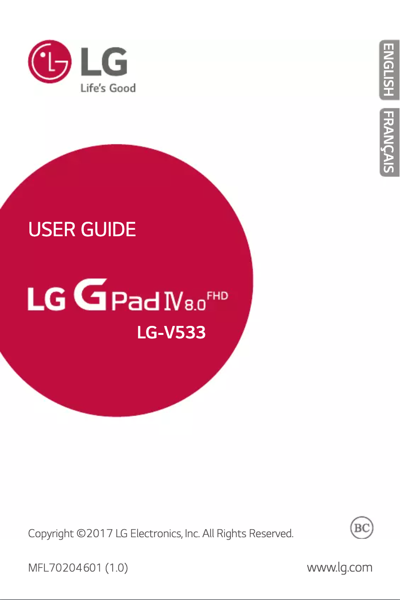 Page 1 de la notice Manuel utilisateur LG G Pad IV 8.0
