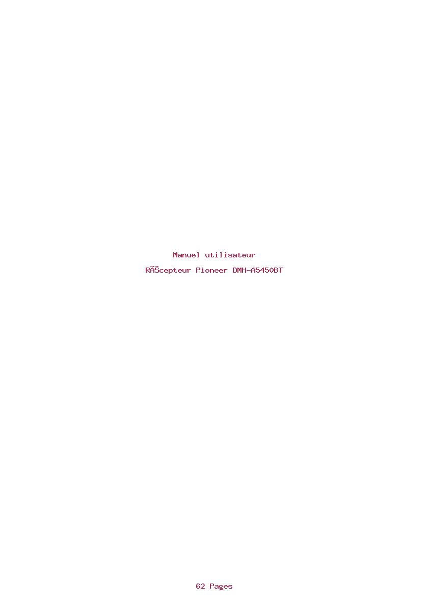 Page 1 de la notice Manuel utilisateur Pioneer DMH-A5450BT