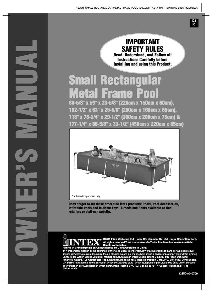 Page 1 de la notice Manuel utilisateur Intex 2831