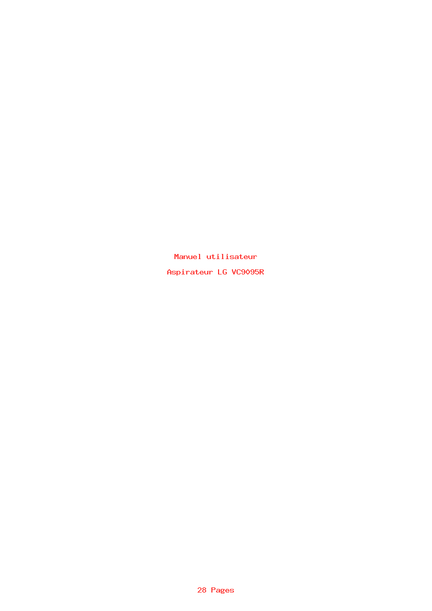 Page 1 de la notice Manuel utilisateur LG VC9095R
