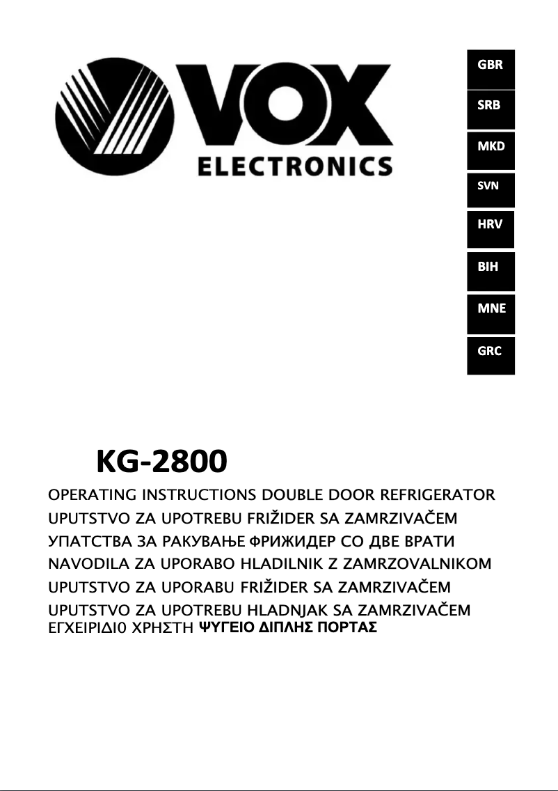 Página 1 del manual Manual de usuario VOX KG2800