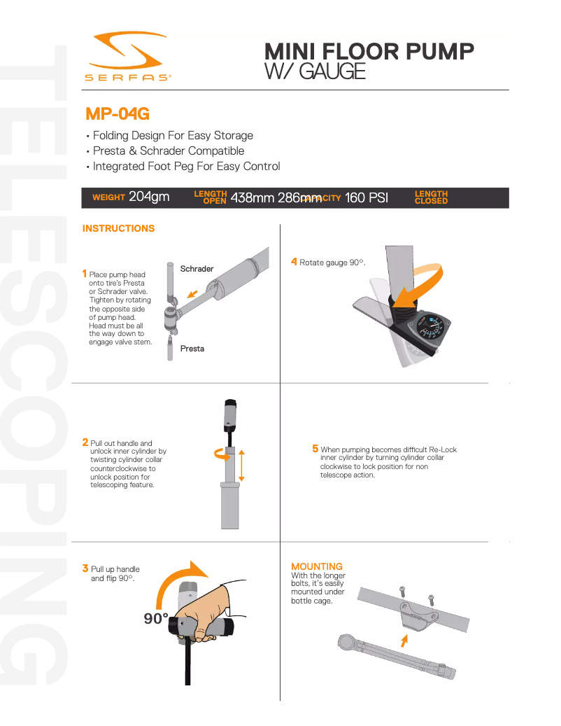 Page 1 de la notice Manuel utilisateur Serfas MP-04G