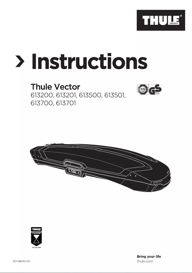 Page 1 de la notice Manuel utilisateur Thule Vector M