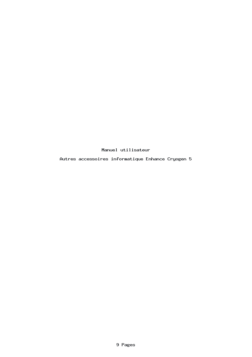 Page 1 de la notice Manuel utilisateur Enhance Cryogen 5
