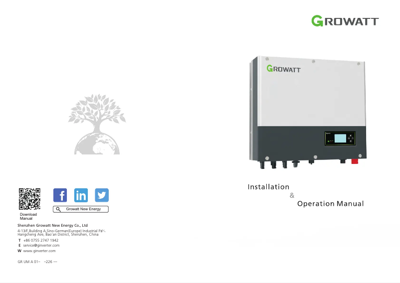 Page 1 de la notice Manuel utilisateur Growatt SPH 10000 TL3 BH-UP