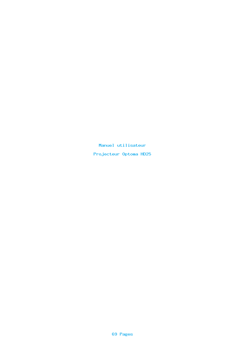 Page 1 de la notice Manuel utilisateur Optoma HD25