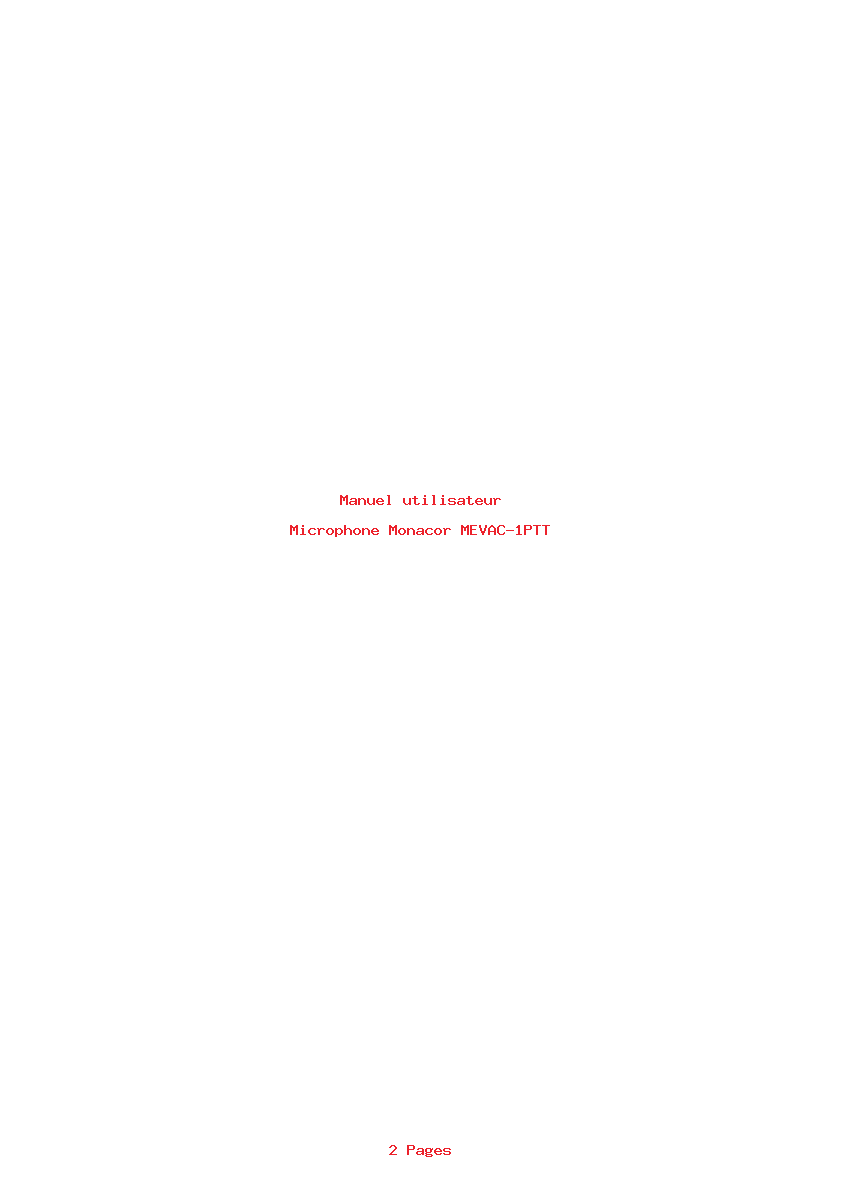 Page 1 de la notice Manuel utilisateur Monacor MEVAC-1PTT
