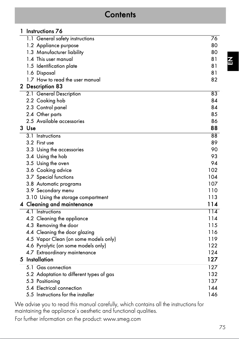 Page 1 de la notice Mode d'emploi Smeg CPF9GMYW