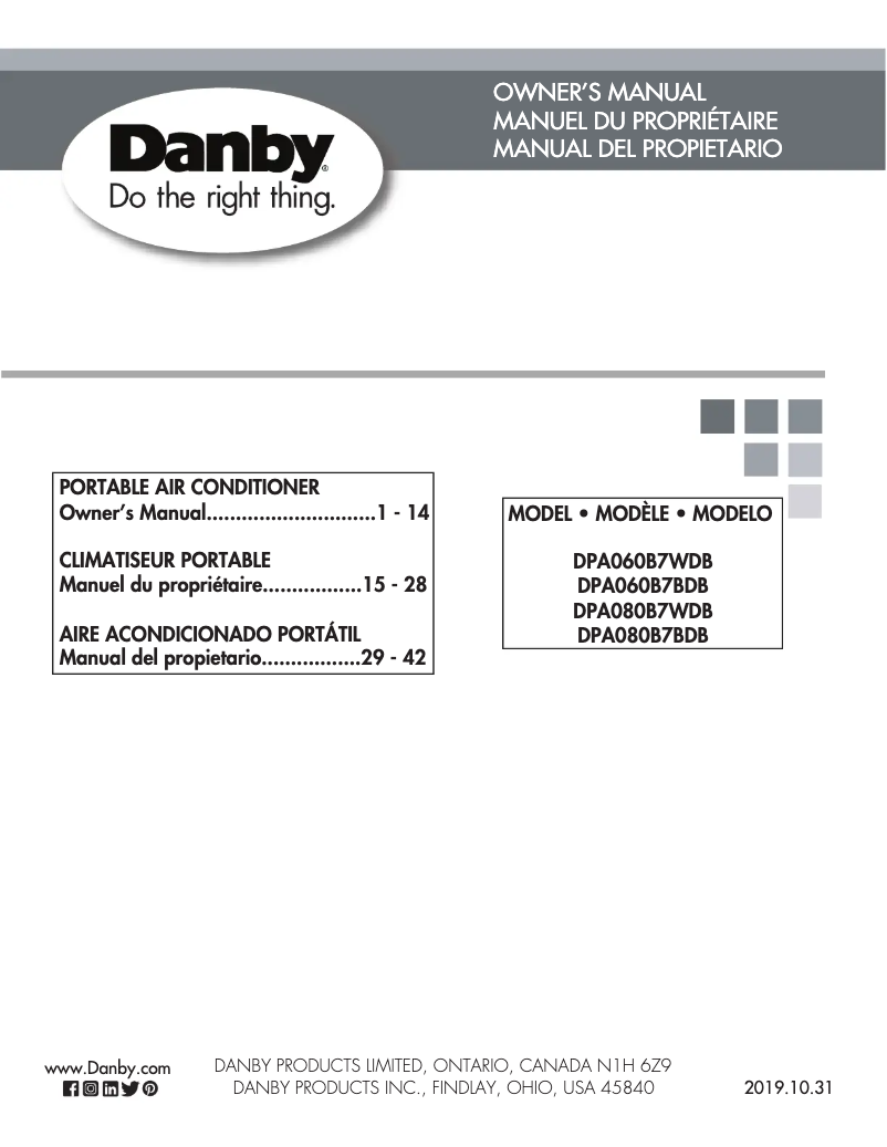 Página 1 del manual Manual de usuario Danby DPA080B7BDB