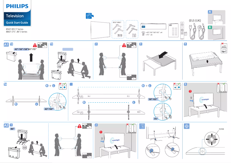 Page 1 of the manual Quick Start Guide Philips 43PUS8517