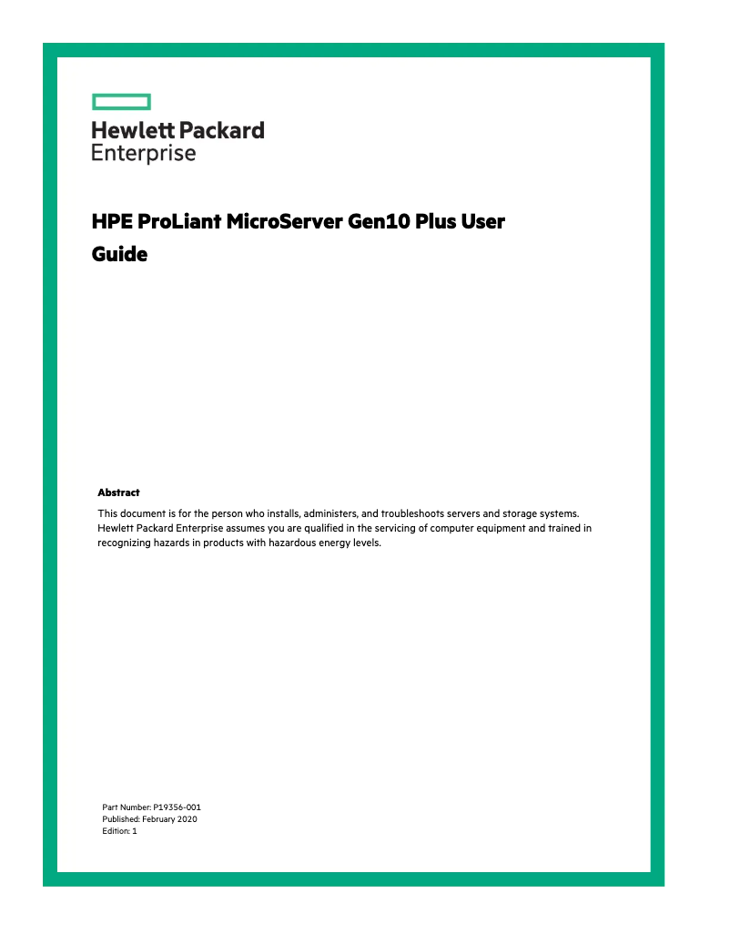 Página 1 del manual Manual de usuario HP ProLiant MicroServer Gen10 Plus