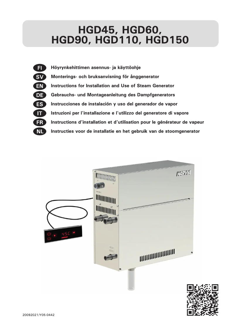 Page 1 de la notice Manuel utilisateur Harvia HGD90