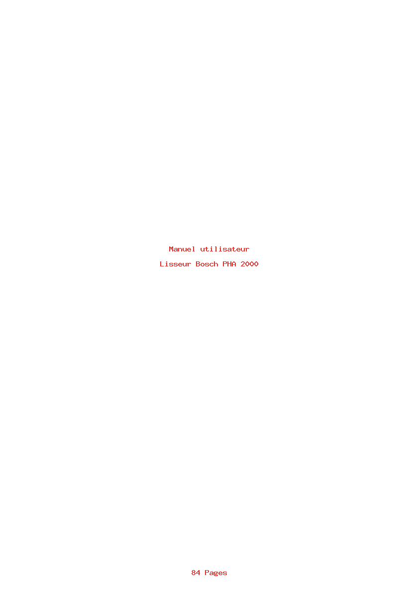 Page 1 de la notice Manuel utilisateur Bosch PHA 2000