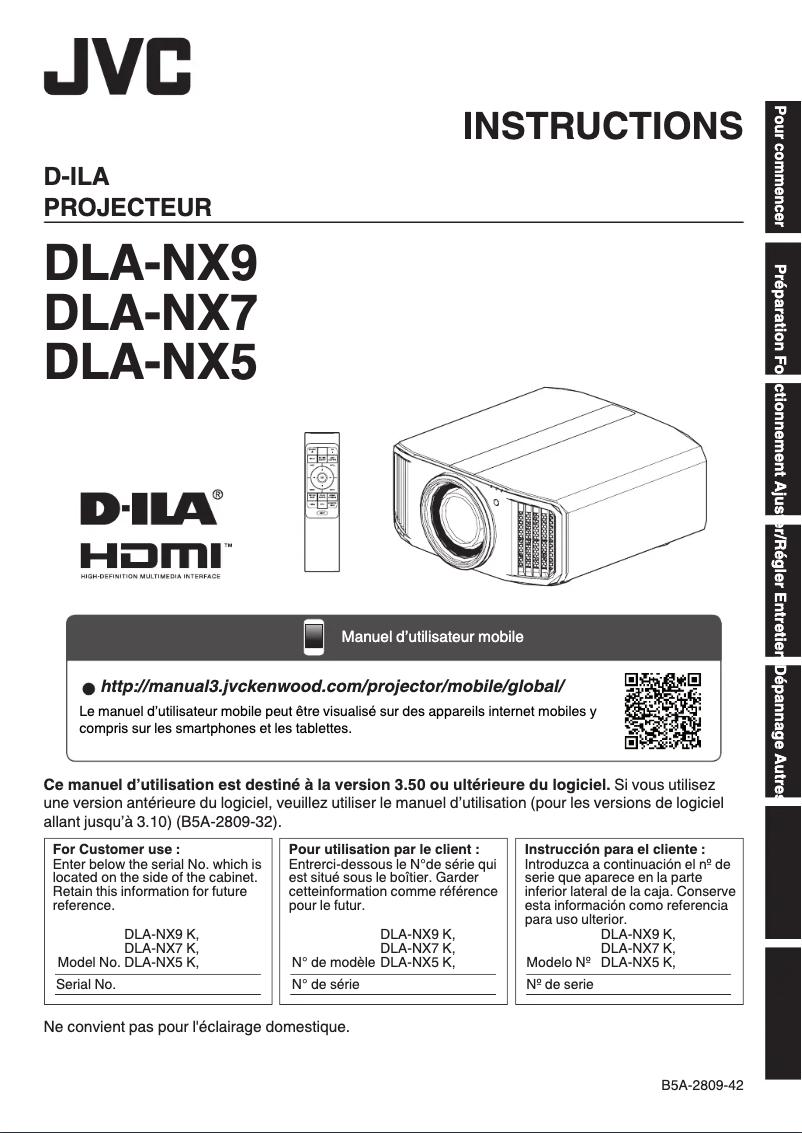 Page 1 of the manual User Manual JVC DLA-NX9B