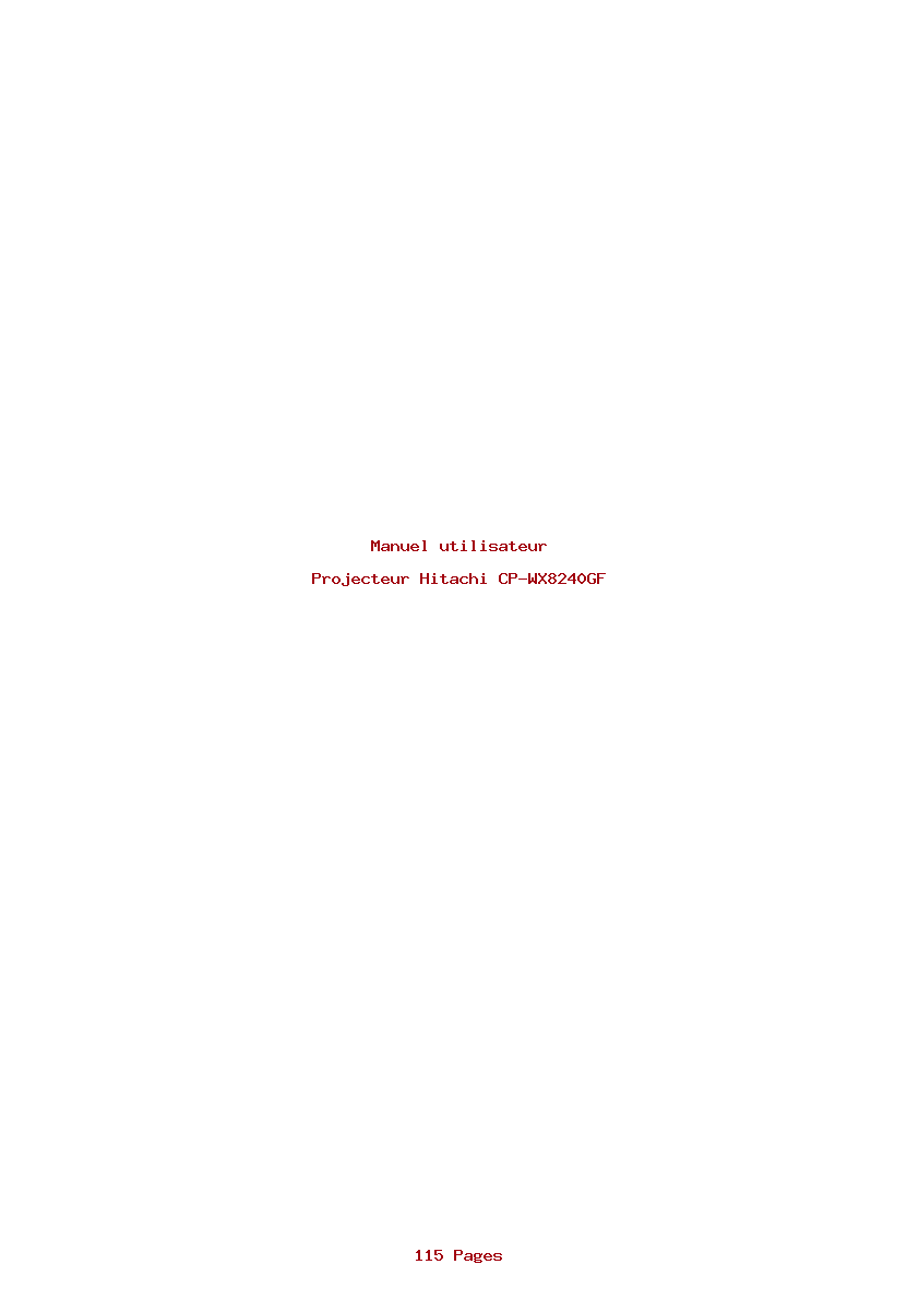 Page 1 de la notice Manuel utilisateur Hitachi CP-WX8240GF