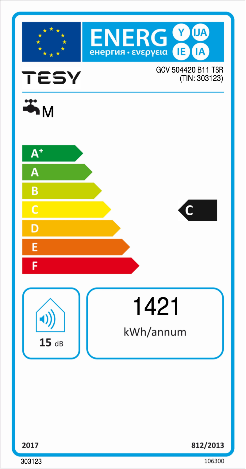 Page 1 of the manual Energy Label Tesy BiLight 50