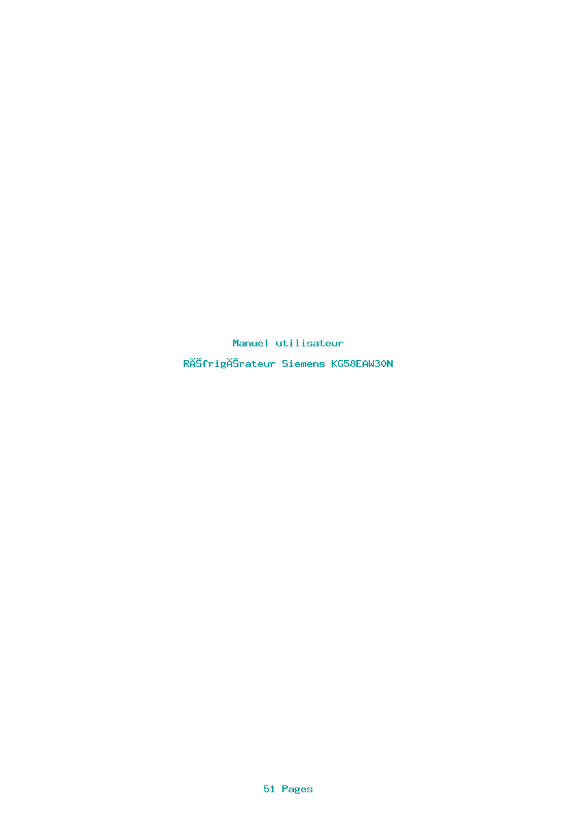Page 1 de la notice Manuel utilisateur Siemens KG58EAW30N
