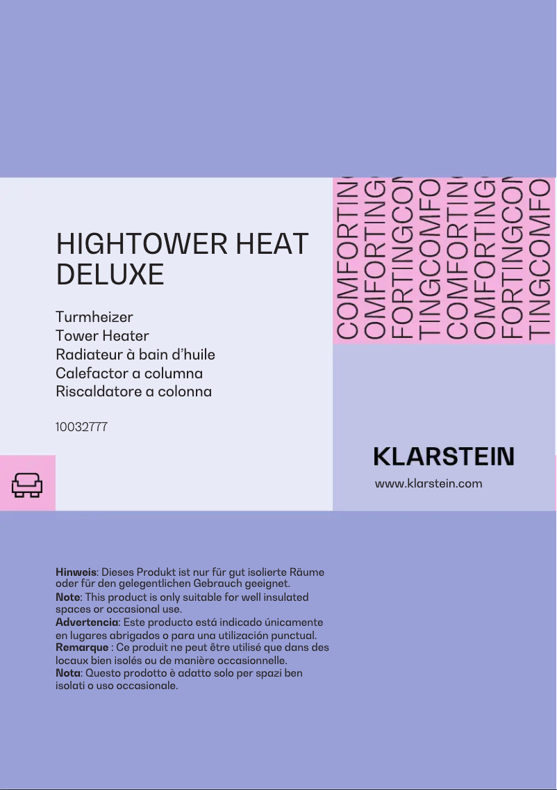 Page 1 de la notice Manuel utilisateur Klarstein Hightower Heat Deluxe