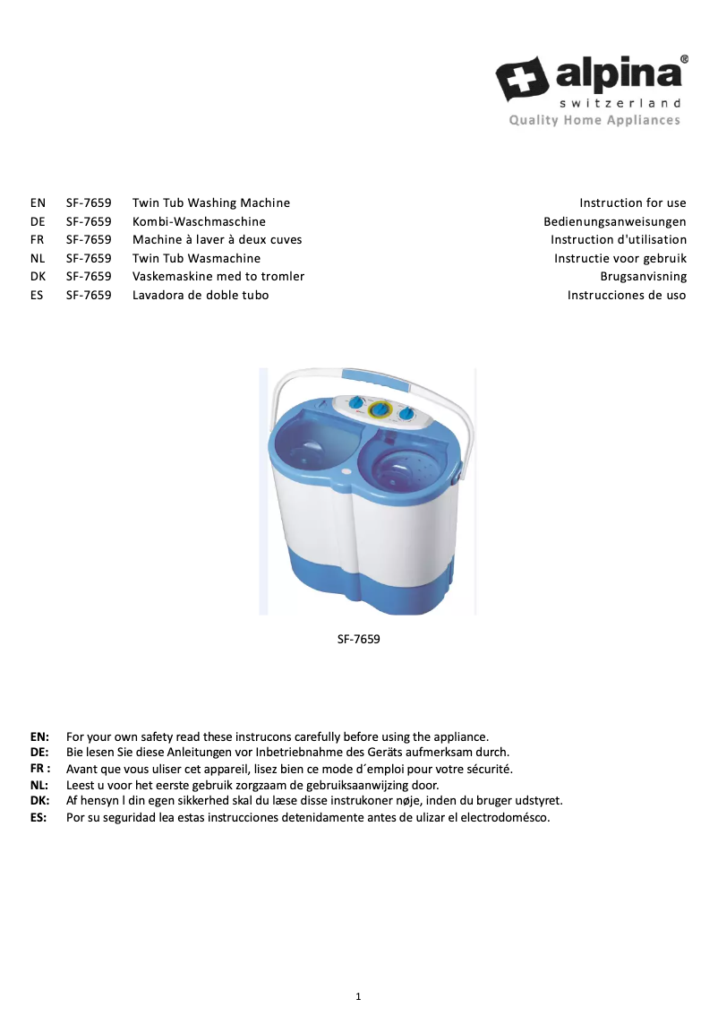 Página 1 del manual Manual de usuario Alpina SF-7659