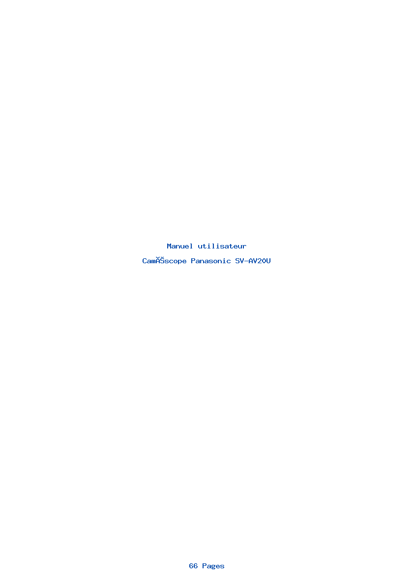 Page 1 de la notice Manuel utilisateur Panasonic SV-AV20U