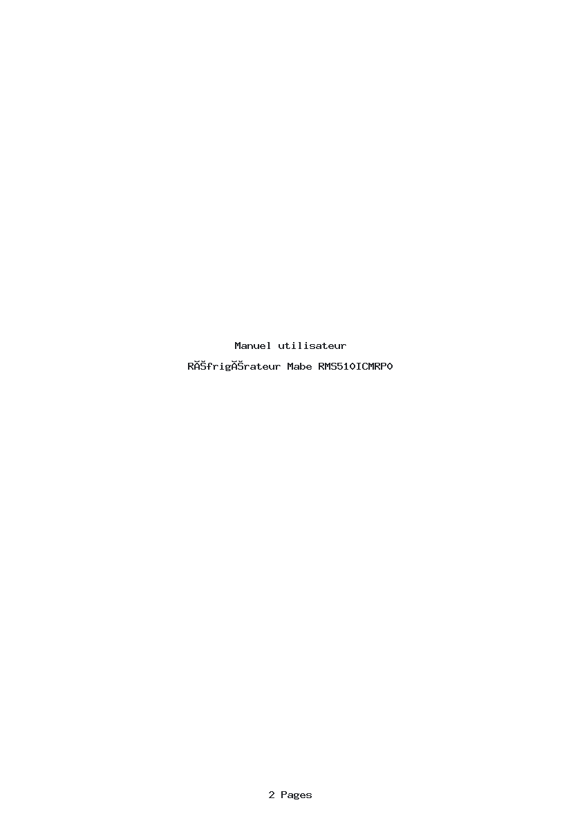 Page 1 de la notice Manuel utilisateur Mabe RMS510ICMRP0