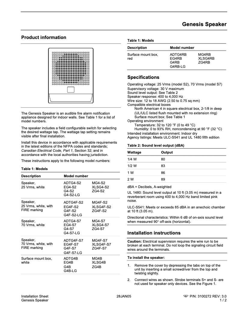Page 1 de la notice Manuel utilisateur UTC Fire & Security Genesis EG4R-S7