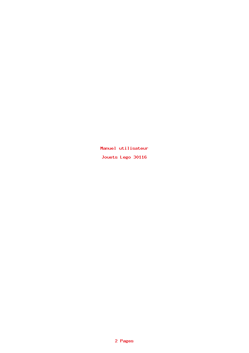 Page 1 de la notice Manuel utilisateur Lego 30116
