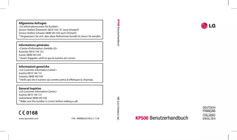 Page 1 of the manual User Manual LG Cookie
