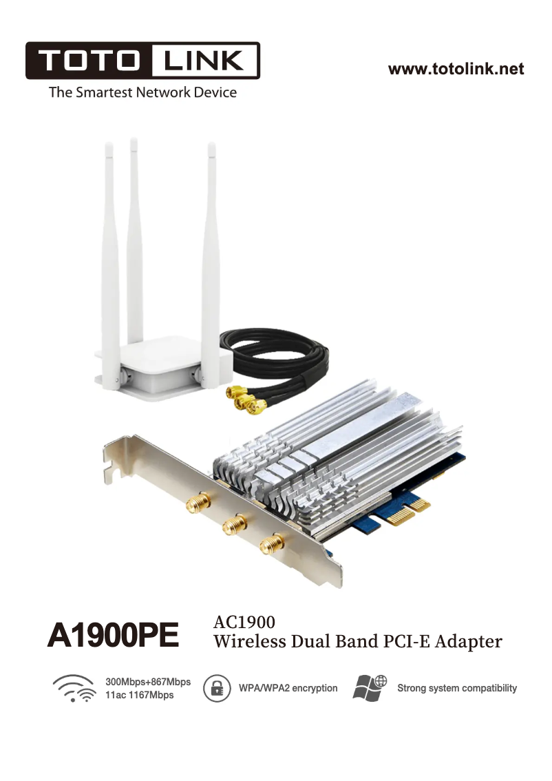 Page 1 de la notice Fiche technique Totolink A1900PE