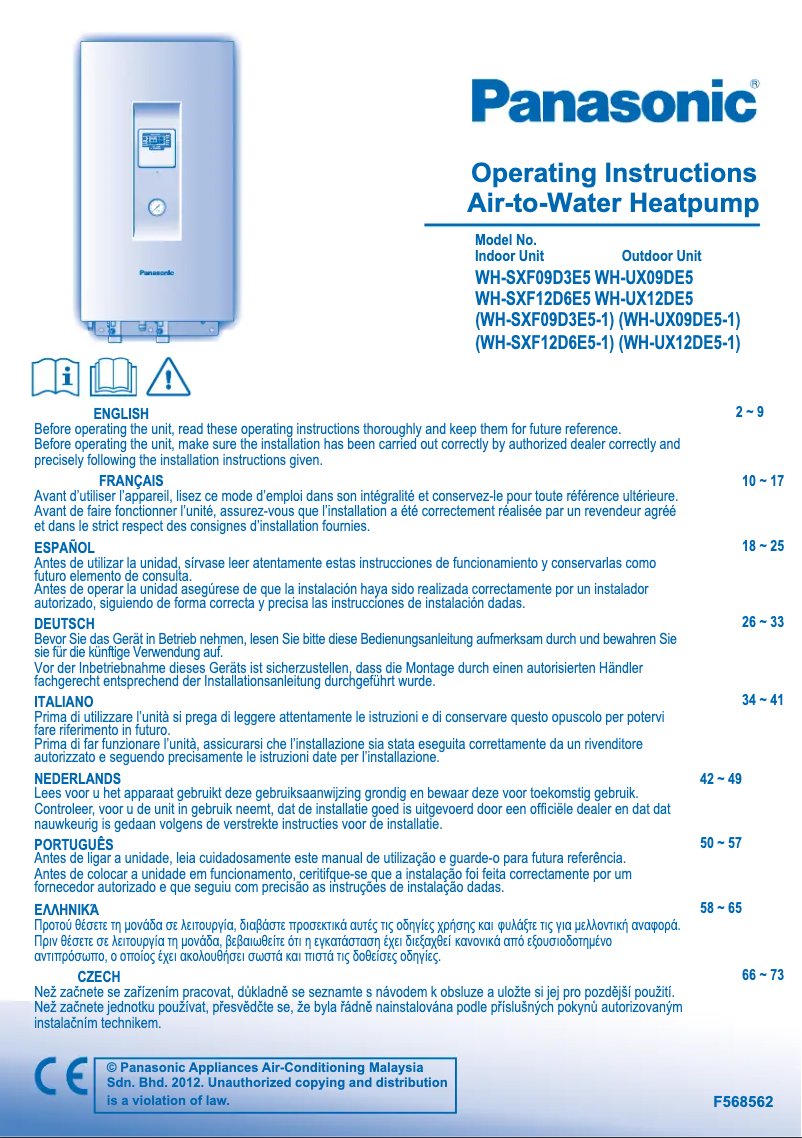 Página 1 del manual Manual de usuario Panasonic WH-SXF12D6E51