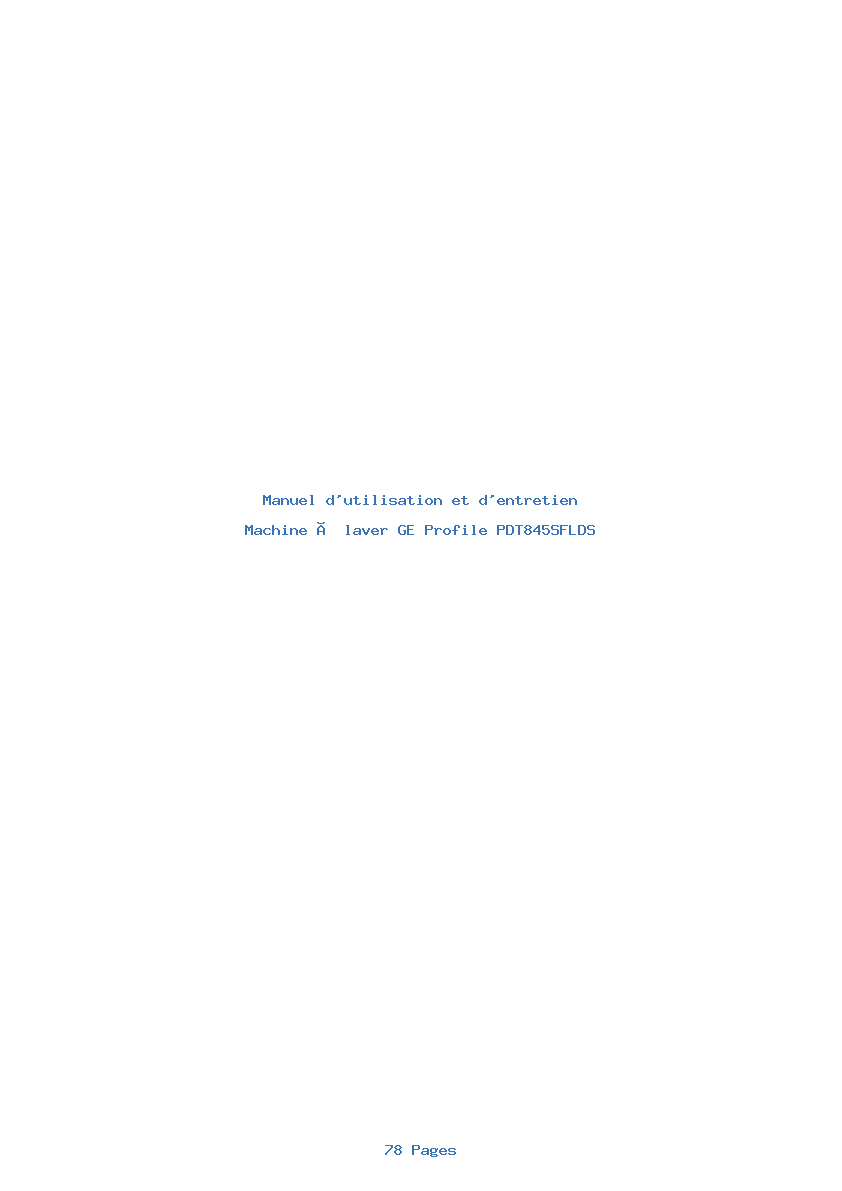 Page 1 de la notice Manuel d'utilisation et d'entretien GE Profile PDT845SFLDS