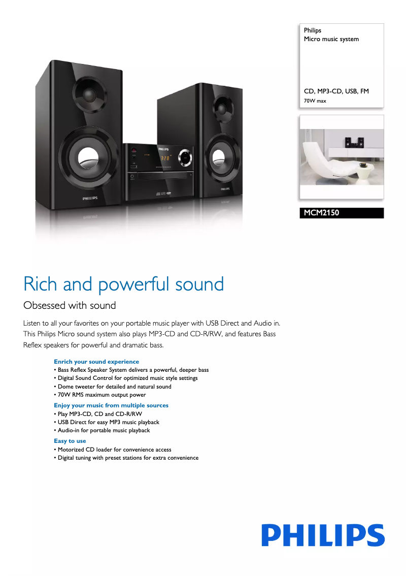Page n°1 - Brochure Philips MCM2150