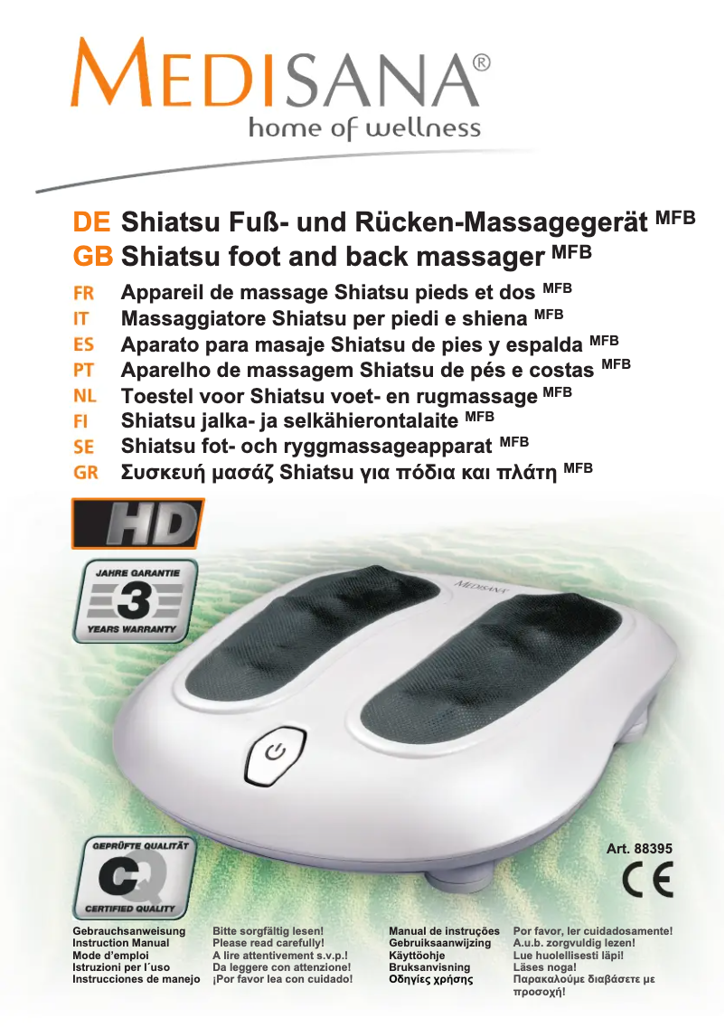 Page 1 de la notice Manuel utilisateur Medisana MFB