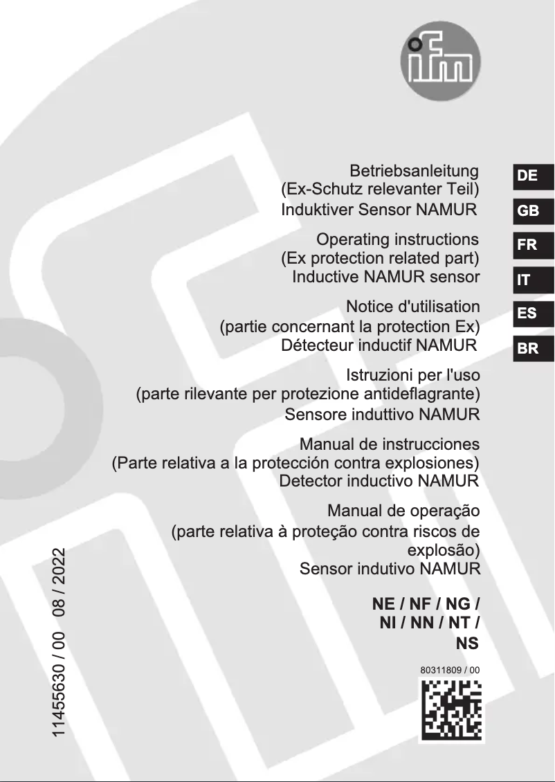 Page 1 de la notice Manuel utilisateur IFM NF5001