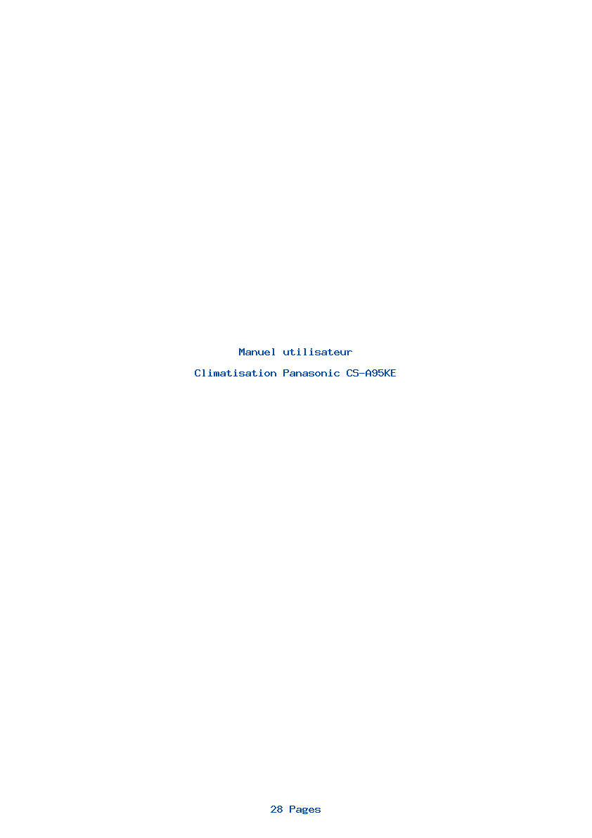 Page 1 de la notice Manuel utilisateur Panasonic CS-A95KE